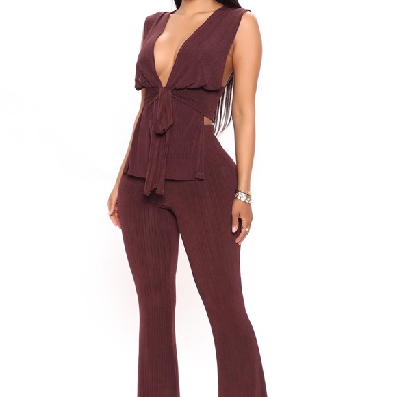 Fashion Nova Pants - Brown ribbed pants set